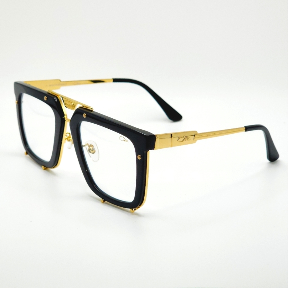 Cazal Rectangular Sunglasses 648-002 Black & Gold Frames.